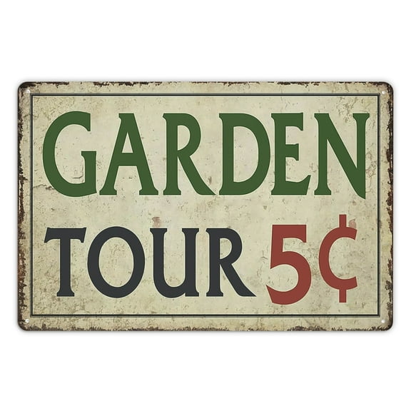 Garden Tin Sign Outdoor Gardening Metal Signs, Garden Tours 5 Cents, Retro Hummingbird Welcome Sign Decorative Flower Sign Cute Signs Vintage Secret Garden Decor Farm Signs Home Decor Wall