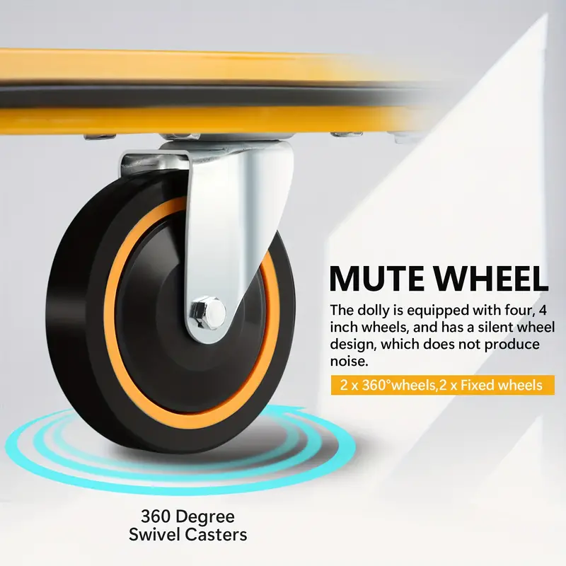 BEIMIMU Foldable Platform Truck, Push Dolly 330 LBS Weight Capacity, 360 Rolling, Folding Hand Truck for Luggage, Travel, Office, House (Yellow and Black) (28.7" x 19" x 32.5")