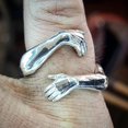 thumbnail image 2 of Anillo De Abrazo De Plata Amor Abrazo Manos Anillo Abierto Antióxido Anillo De Pareja Cómodo Para Aniversario Día De San Valentín Speravity AP006509-00, 2 of 6