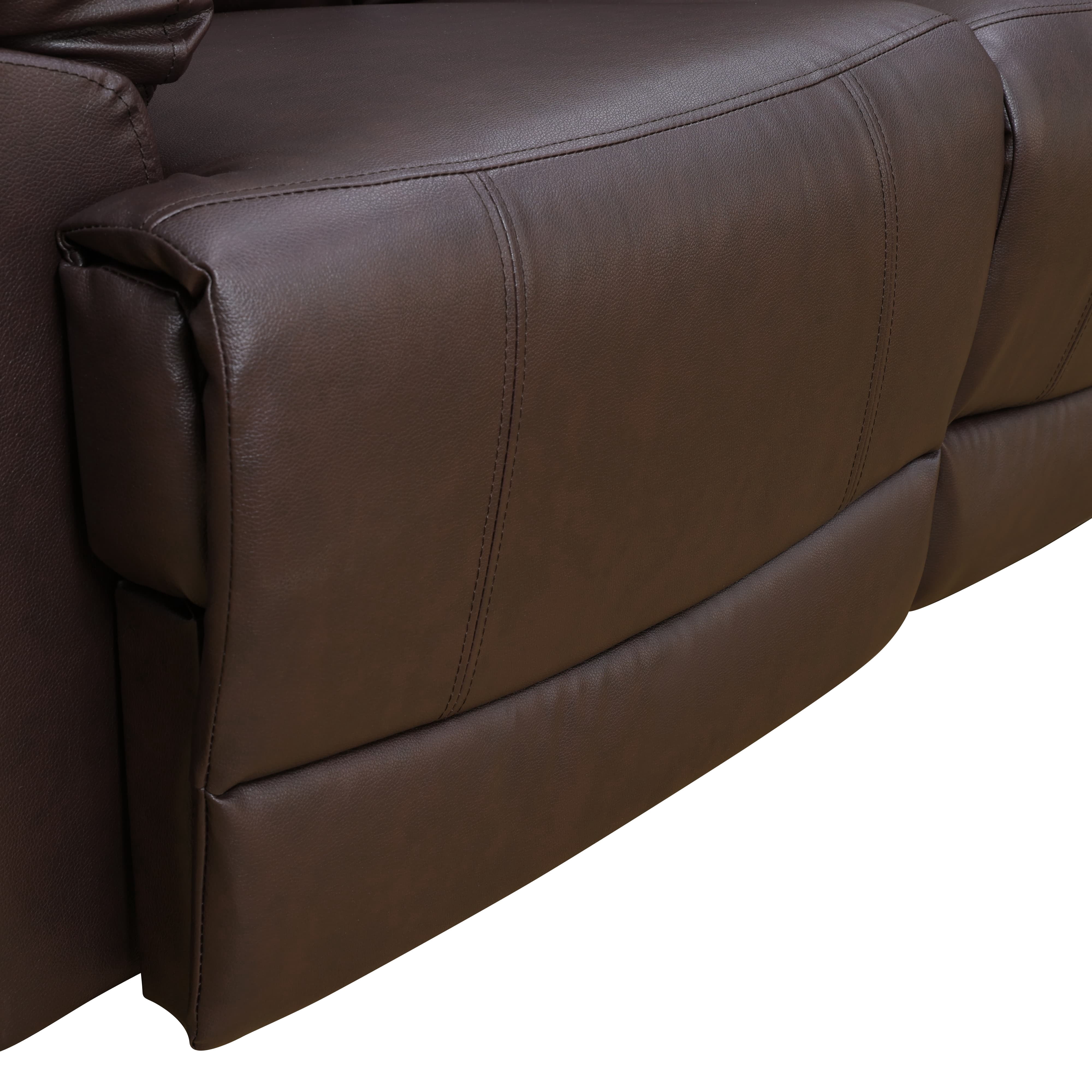 MAYEERTY Reclining Loveseat, 2-Seat Breathable Semi-PU Leather Recliner with Adjustable Backrests for Living Room, Brown