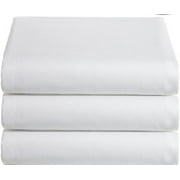 White Classic Flat Hospital Bed Sheet, Twin Size Flat Sheets, Cotton/Poly , 66 x 104, 3-Pack