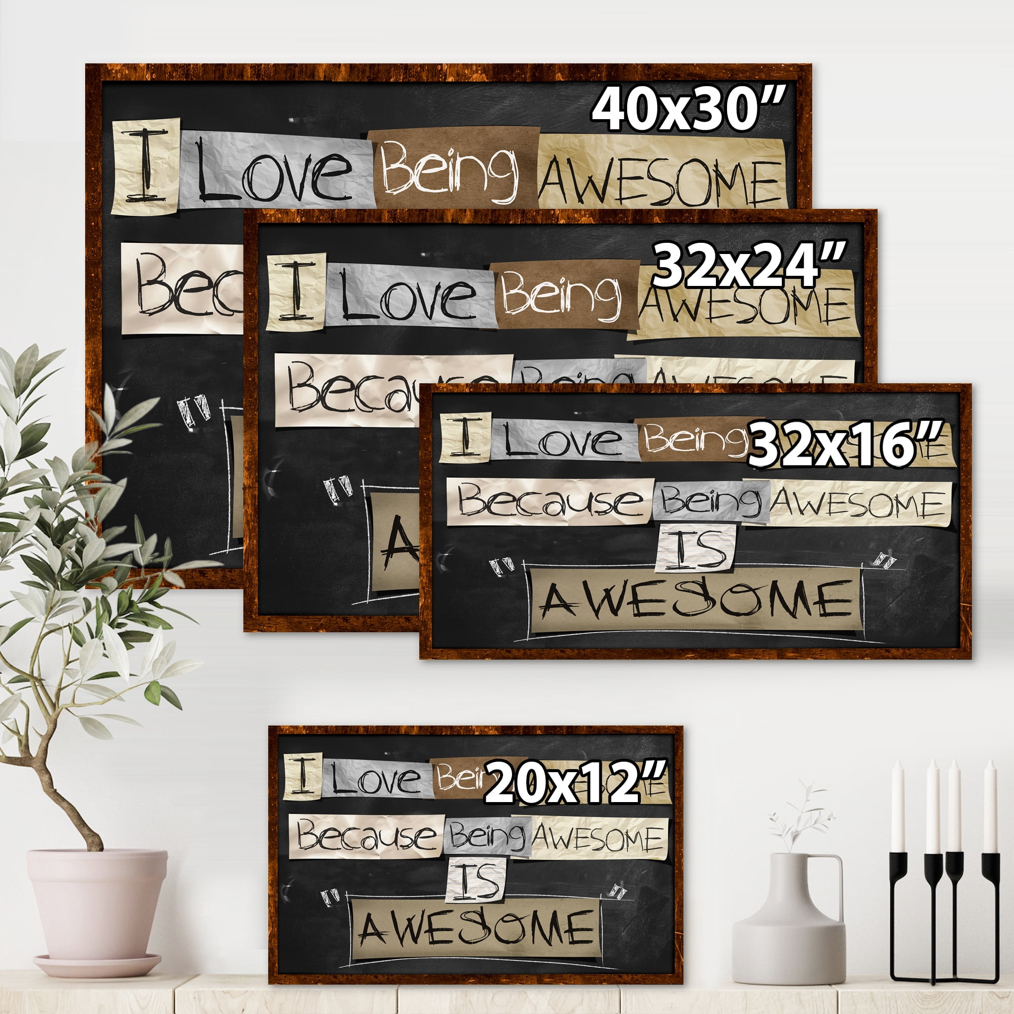 I Love Being Awesome School Quotes 8 in x 12 in Painting Canvas Art Print, by Designart