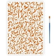 thumbnail image 1 of Plantilla para pintar el alfabeto árabe con 1 pincel de plástico (21 x 29,7 cm). Plantilla reutilizable para caligrafía del alfabeto islámico. Plantilla con patrones de palabras del alfabeto árabe., 1 of 7