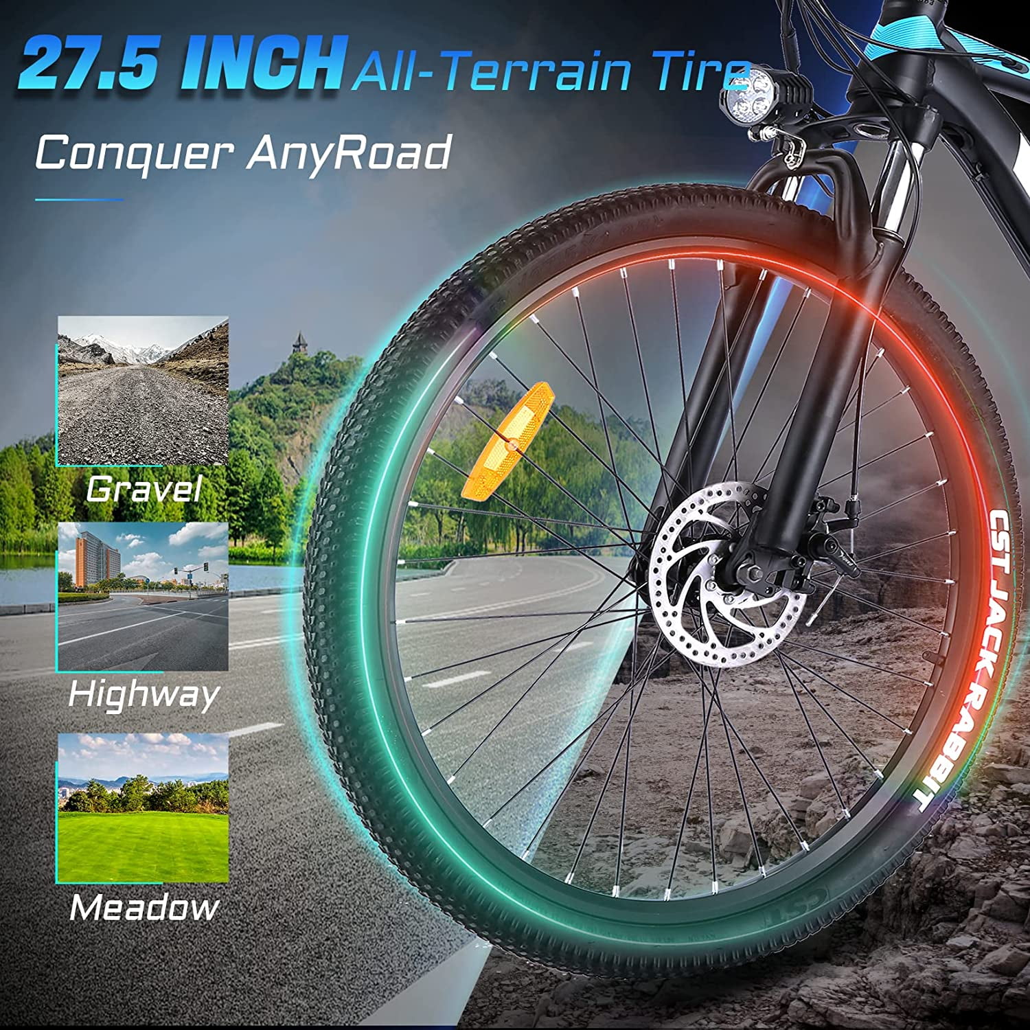 Vivi Electric Bike 27.5" Electric Mountain Bike for Adults 48V 500W Step-Over Electric Bike 21 Speed Electric Commuter Bike 19.8MPH with Cruise Control UL2849