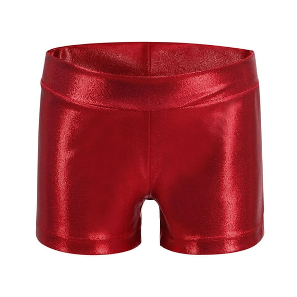 Lenpel Girls' Dance Shorts Sparkly Mid Rise Active Performance Shinny Athletic Shorts Glitter Volleyball Biker Shorts