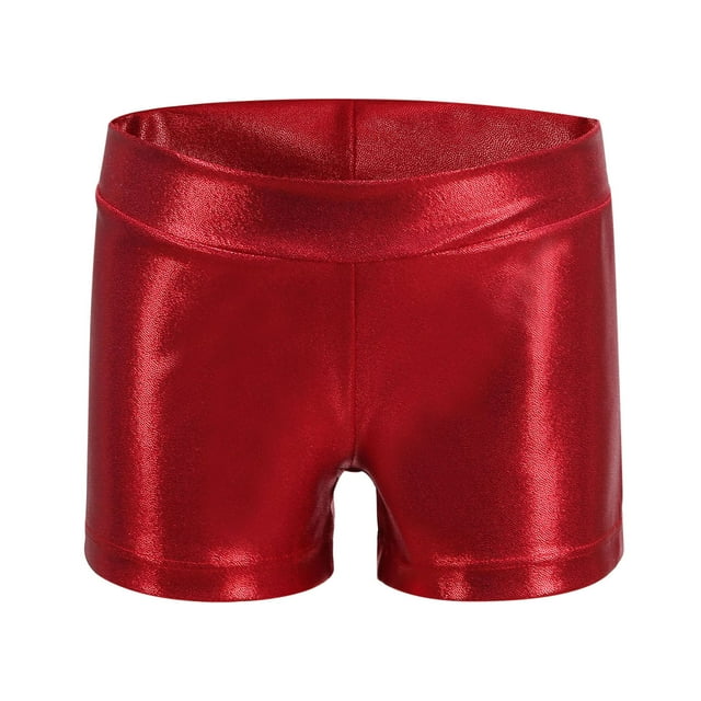 Odeerbi 2-7 Años Niños Niñas Metálico Brillante Brillante Baile Pantalones Cortos Deportivos Casual Color Sólido Estampado Caliente Baile Práctica Ropa