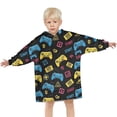 thumbnail image 3 of Yellow Blue Controllers Games Icons Black Pattern Blanket Hoodies for Kids 6-13YR Oversize Wearable Blanket Hoodies for Boys Girls Teens, 3 of 7