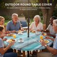 thumbnail image 3 of Round Outdoor Tablecloth with Umbrella Hole and Zipper, Turquoise Grey Ombre Tablecloth with Elastic Waterproof, Vintage Shabby Teal Abstract Art Patio Table Covers for 36" - 44" Picnic Pool Tables, 3 of 9