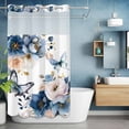 thumbnail image 6 of Spring Flowers No Hooks Shower Curtain with Snap-in Liner Vintage Country Watercolor White Blue Floral Leaf Butterfly Shower Curtains for Bathroom, Waterproof, Easy Install, Washable 54"x78", 6 of 9