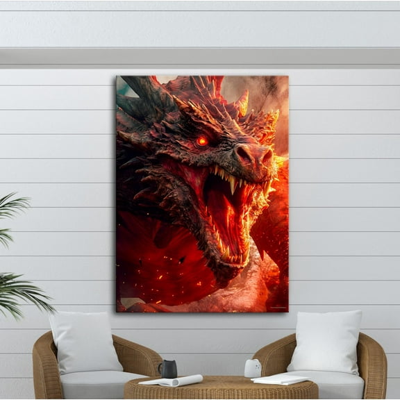 Dragon Wall Art, Fantasy Print, Fire Breathing Dragon Poster, Mythical Creature Decor, Gamer Room Artwork, Medieval Wall Decor, Size 8x12 UNFFRAMED F03.1.8l1347