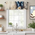 thumbnail image 2 of Spring Idyllic Wood Grain Valance Curtain White Daisy Blue Butterfly Window Valances Rod Pocket Short Curtains Window Treatments for Kitchen Bedroom Bathroom Laundry 60" x 18", 2 of 9