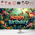 thumbnail image 4 of LUUFILx Dinosaur Happy Birthday Banner Backdrop for Party Supplies Decorations Kids Background Photo Booth Props Celebration Event Jungle Theme Party Decor, 4 of 9