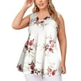 thumbnail image 4 of USSUMA Summer Tops For Women Trendy Womens Plus Size V Neck Henley Tank Tops Summer Sleeveless Floral Print Flowy Casual Tunic Tops Shirts, 4 of 8