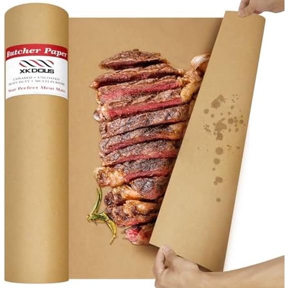 Brown Butcher Paper Roll, 12 Inch X 80 Feet, Unwaxed BBQ Paper for Smoking Meat and Charcuterie