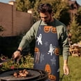 thumbnail image 3 of Halloween Pumpkins Ghosts and Spider Webs Apron-Garden Aprons for Women with Pockets-Cotton Linen Waterproof Kitchen Cooking Gardening Aprons Adjustable for Kitchen,Cooking,BBQ and Salon 33"x27", 3 of 7