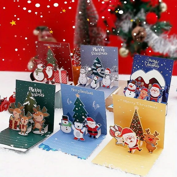 Elegant Choise 6-piece handmade 3D pop up Christmas card box set exquisite holiday greeting