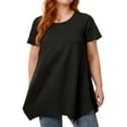 thumbnail image 5 of Sprinmer Plus Size Black Tunic Legging Top for Women Short Sleeve Crewneck Blouse Loose Summer Shirt, 5 of 8