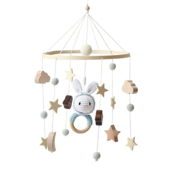 Móvil para cuna de bebé, sonajeros para recién nacidos, decoración de techo, juguete sensorial para cuna de bebé Conejito