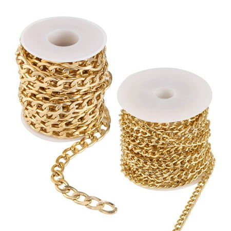 Alexcraft Gold Necklace Chains for Jewelry Making, 32.8 Feet Jewelry Chains for DIY Necklace Bracelet Jewelry Making Connectors