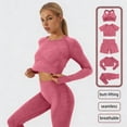 thumbnail image 2 of KHONTS Women's 5 Piece Sets Workout Short Sleeve Seamless Crop Top Yoga Gym Sport Outfits Watermelon Red XL, 2 of 3