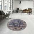 thumbnail image 4 of Ahgly Company Machine Washable Indoor Square Industrial Modern Khaki Rose Pink Area Rugs, 7' Square, 4 of 7