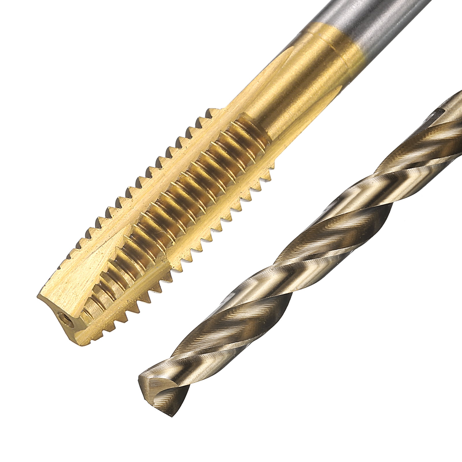 Uxcell Tap and Drill Bit Set, 3pcs M8 x 1.25 Metric Spiral Point Thread Screw Taps & 3pcs 6.8mm Twist Drill Bits, Titanium Coated/Roasted Yellow HSS-6542/M35 HSS-CO Tapping Threading Tool
