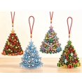 thumbnail image 6 of Christmas Halloween DIY Rhinestone Diamond Painting Ornament Set, 4‑Pack Hanging Art Decor for Tree Window, Sparkling Beginner Friendly Holiday Craft Kit (Christmas tree), 6 of 6