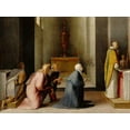 thumbnail image 2 of Beccafumi, Domenico 14x12 Black Ornate Wood Framed with Double Matting Museum Art Print Titled - The Miraculous Communion of Saint Catherine of Siena, 2 of 4