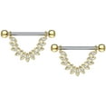 thumbnail image 2 of Nipple rings CZ Set Linked Feather Dangle 316L Surgical Steel, 2 of 3