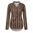 thumbnail image 5 of SROBPTY Blouses for Women, Plus Size Casual Button-Down Shirts V Neck Roll Up Cuffed Long Sleeve Striped with Pockets, Summer Fall Womens Tunic Tops Blouses Tees Shirts, 5 of 9