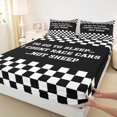 thumbnail image 3 of Homewish Car Theme Boy 4pcs Bed Sheets,Black White King Sheets,Geometric Plaid Super Cozy Sheet Set,Luxury Bedroom Decor, 3 of 7