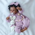 thumbnail image 4 of Muñeca Reborn WOOROY, niña negra realista de 45 cm con acceso., 4 of 9
