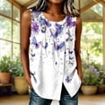 thumbnail image 2 of XUNKUSGA Womens Tops Soft Cotton Linen Tunic Tops Fashion Floral Crew Neck Side Button Down Slit Tank Tops Casual Sleeveless Loose Pullover Top for Daily Wear,S, 2 of 6