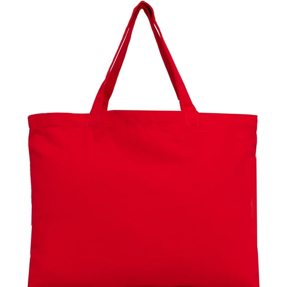 Reusable Heavy Duty 100% Cotton Canvas Bags | For Crafts, Shopping, Groceries, Books, Welcome Bag, Beach Bag, and More | Eco Friendly | Generous Size 12x16 - Red