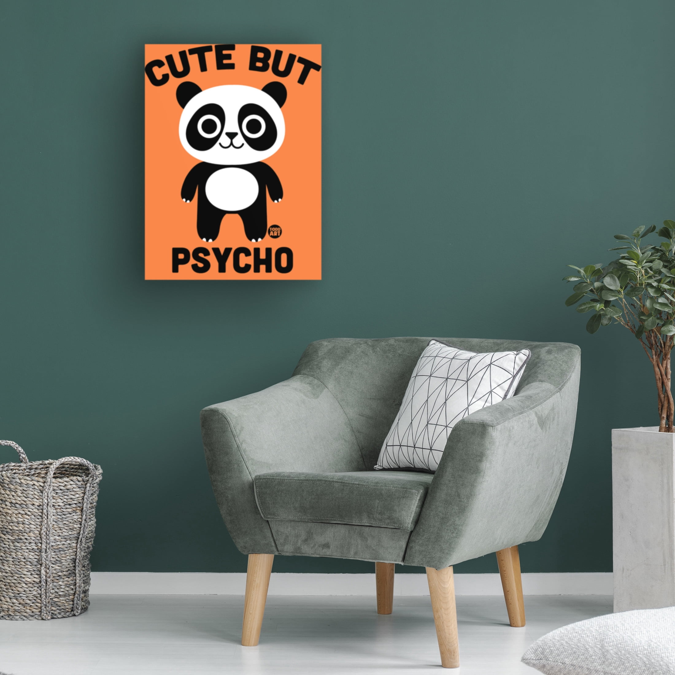 Canvas Wall Art - toddart 'Cute But Psycho Panda' Wall Art for Living Room, Bedroom, or Office Décor by Trademark Fine Art - 35 x 47 Inches