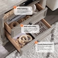 thumbnail image 5 of OKD Farmhouse Nightstand, 3 Drawer Wood Side Table with Charging Station for Bedroom, Living Room, Light Rustic Oak, 5 of 8