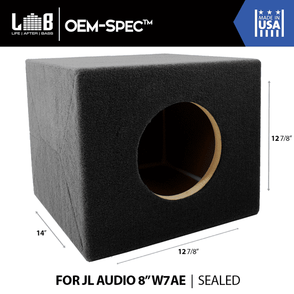 0.875 ft³ Sealed MDF Enclosure for Single JL Audio 8" W7AE (8W7AE) Sub Woofer