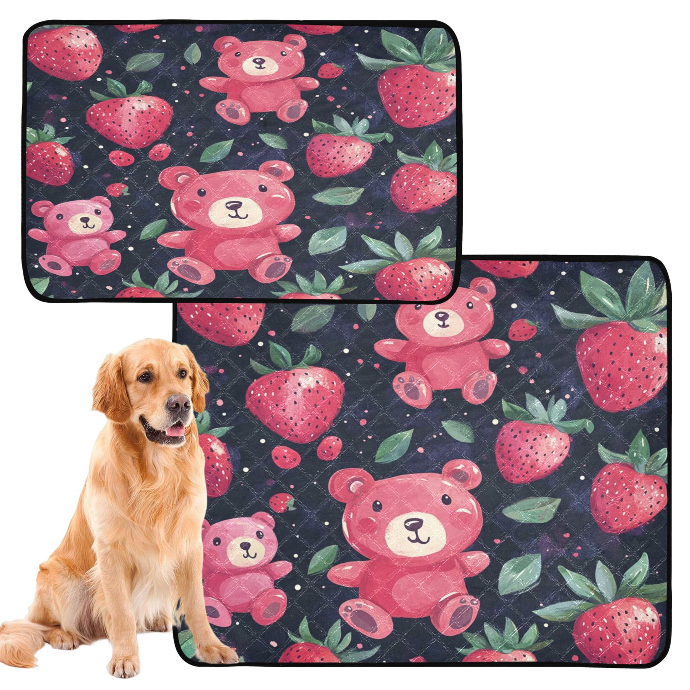 Qxltty Cute Strawberry Bear Cat litter Pads Pet Set of 3 Diaper Mats Center Anti-leakage Layer Absorbent Soft and Comfortable