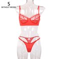 thumbnail image 1 of Conjunto de ropa interior sexy para mujer, pestañas de malla, sujetador de encaje, ropa interior, regalo, rojo, S Guardurnaity XX000055-03, 1 of 7