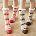 thumbnail image 5 of 2 Pairs Women Slipper Socks, Thermal Socks, Non-Slip Fuzzy Sock for Xmas, Warm Cozy Fleece Slipper Sock, Elk, Brown, 5 of 8