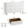 thumbnail image 5 of ​​White Dresser for Bedroom, Fluted 6 Drawer Dresser with Gold Metal Handles, Modern Chest of Drawers for Bedroom, Wood Drawer Bedroom Dresser for Living Room, Bedroom, White, 5 of 7