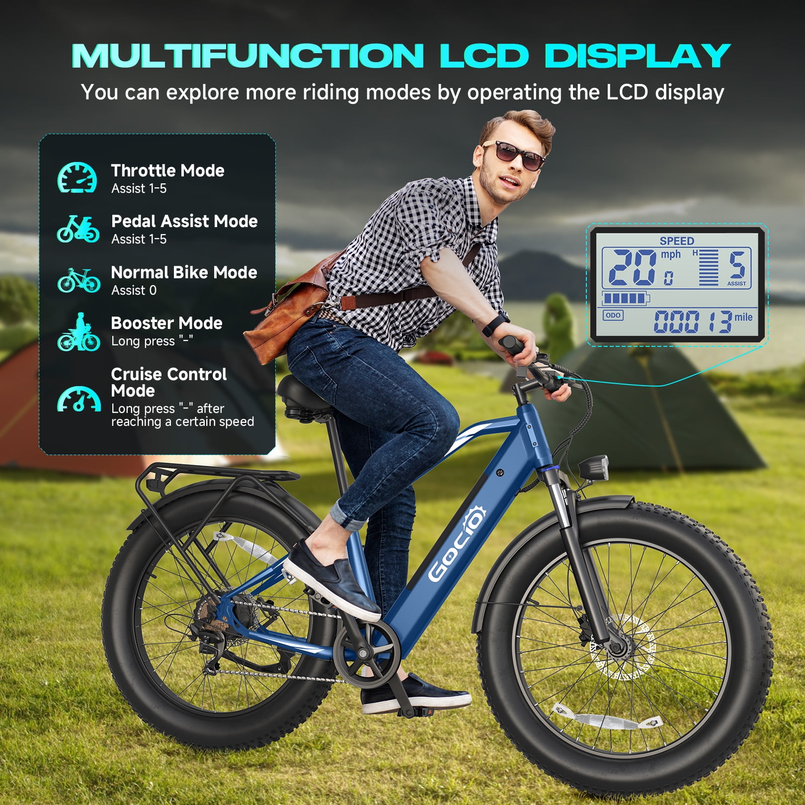 Gocio UL2849 Certified 26"x4.0 Fat Tire Electric Bike for Adults, 1500W Peak Motor, 48V 15Ah Battery, 25MPH Max Speed, Off-Road Mountain E-bike