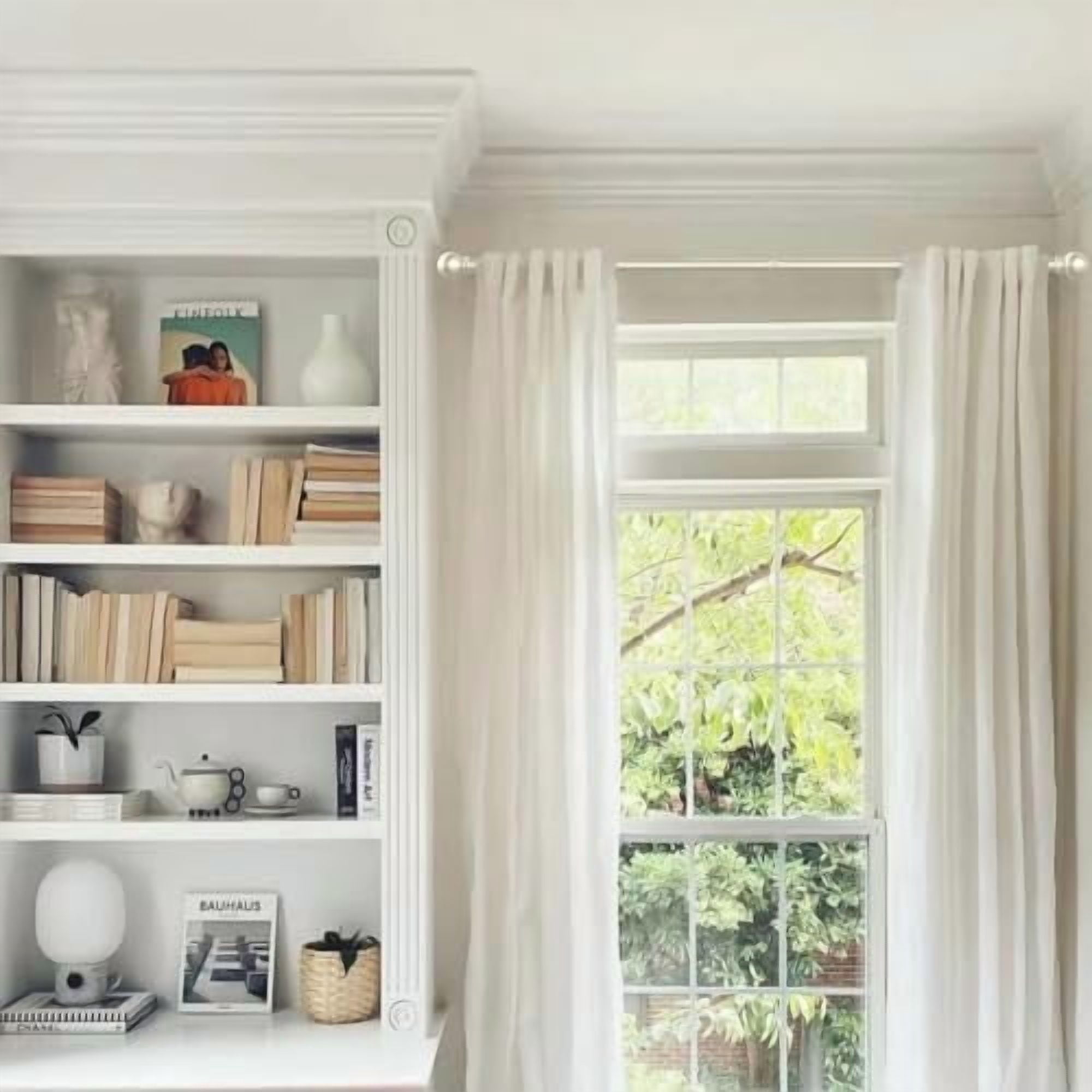 Curtain Rods for windows 32-48 inch, 5/8 inch Decorative Nickel Splicing Heavy Duty Metal Curtain Rod set with Brackets