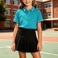 thumbnail image 4 of Unisex Solid Color Short Sleeve Polo Shirt with Contrast Trim, Comfortable Shirt for Boys & Girls, School & Daily Activities, 3-12 Years Blue 9-10 Years, 4 of 6