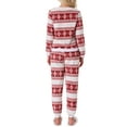 thumbnail image 3 of INSPIRE CHIC Womens Pajama Sets Flannel Printed Long Sleeve Top and Pants Thermal Chirismas 2 Piece Sleepwear 2XL Red Snow, 3 of 6