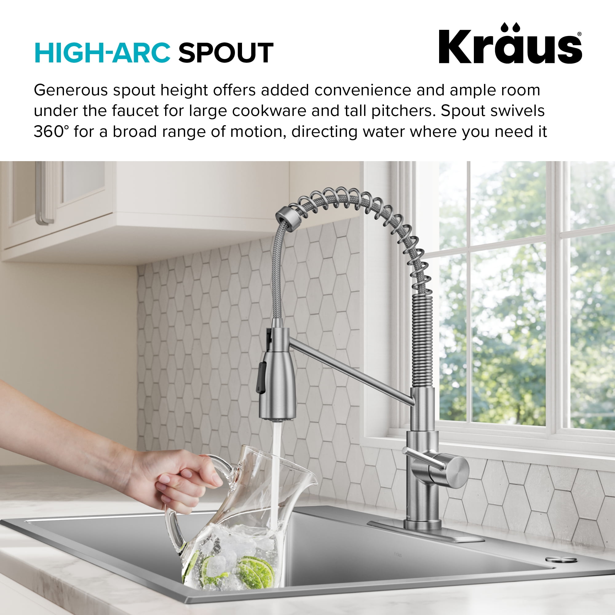 KRAUS Commercial Style Single Handle Pull-Down Kitchen Faucet in Spot-Free Stainless Steel