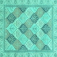 thumbnail image 1 of Ahgly Company Indoor Square Abstract Turquoise Blue Modern Area Rugs, 5' Square, 1 of 4
