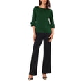 thumbnail image 2 of INSPIRE CHIC Satin Blouse for Women Dressy Casual Boat Neck 3/4 Sleeve Work Shirt XS Green, 2 of 6