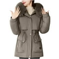 thumbnail image 2 of ZRGHAOYLQ Womens Long Puffer Jacket with Faux Fur Hood Thicken Slim Fit Down Coat Winter Zip Up Quilted Jackets Warm Long Sleeve Parka Overcoat, 2 of 4