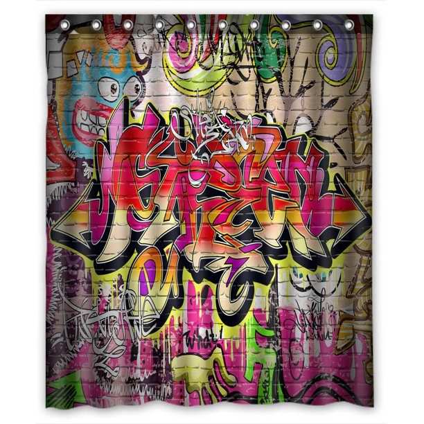 Eczjnt Graffiti Wall Background Urban Art Grafitti Design Shower Curtain And Hooks For Home Decor 60x72 Inch Walmart Com Walmart Com